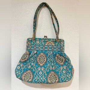 Vera Bradley Teal and Tan Patterned Shoulder Bag